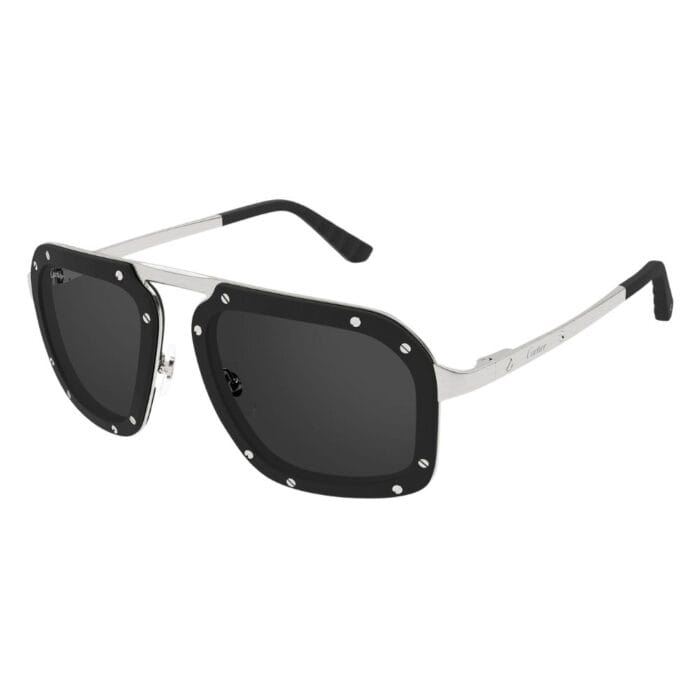 Cartier CT0573S 001 black silver smoke Occhiali da Sole – Cartier – 843023184247